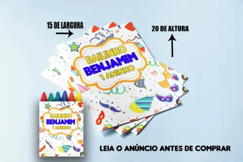 Revistinha e Giz de Cera Lembrancinhas Bailinho de Carnaval