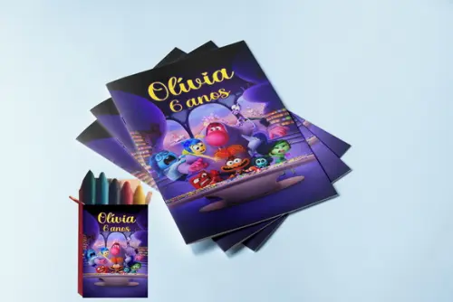 Revistinha e Giz de Cera Personalizado Divertidamente
