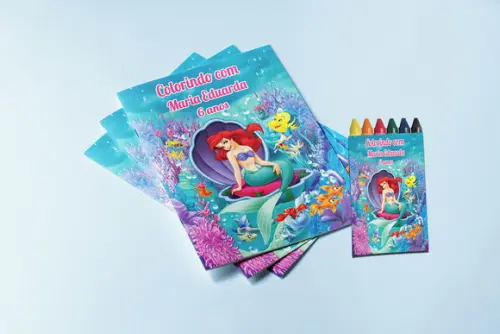 Revistinha para Colorir com Giz de Cera Personalizado Ariel