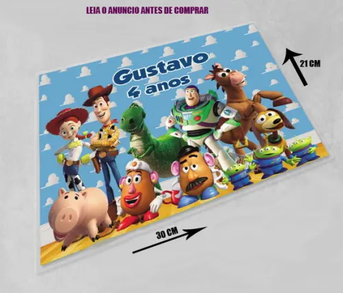 Souplast Jogo Americano Lavável Personalizado do Toy Story