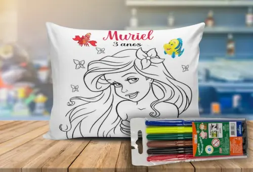 Almofada de Colorir da Ariel+6 Canetinhas de Colorir