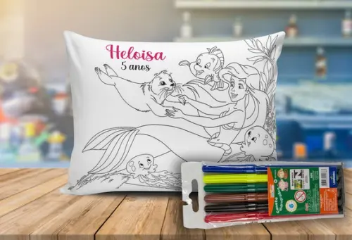 Almofada de Colorir da Ariel+6 Canetinhas de Colorir