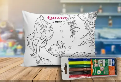Almofada de Colorir da Ariel+6 Canetinhas de Colorir