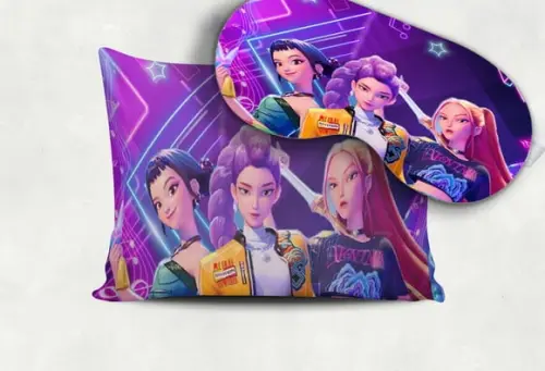 Almofada + Mascara de Dormir Personalizada Guerreiras K-pop