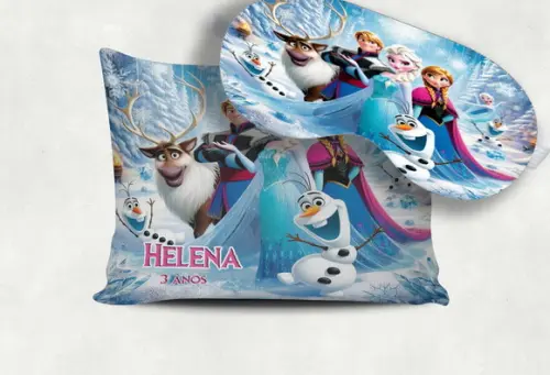 Kit Almofada e Mascara de Dormir Personalizada da Frozen