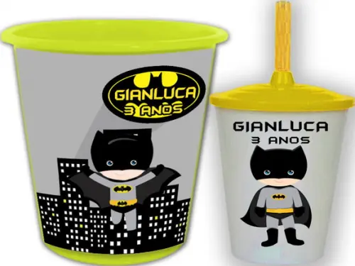 Kit Balde de Pipoca e Copo Twister Batman Baby