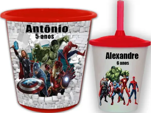 Kit Balde de Pipoca e Copo Twister Vingadores