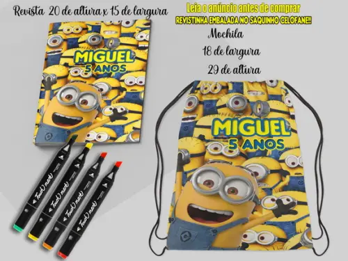 Kit Colorir dos Minions Mochilinha e Revista de Colorir