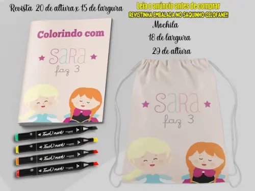 Kit Colorir Frozen Cute Mochila + Revista de Colorir