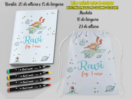 Kit Colorir Pequeno Principe Mochilinha e Revista +canetinha
