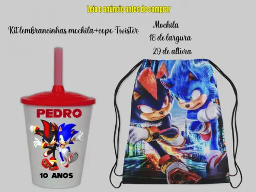 Kit do Sonic Mochilinha e Copo Twister