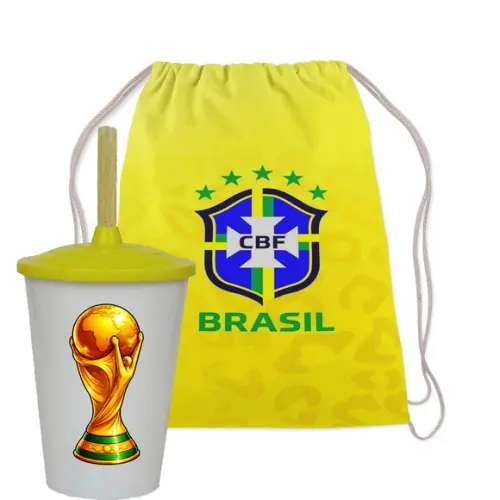 Kit Mochila e Copo Personalizado da Copa do Mundo Brasil