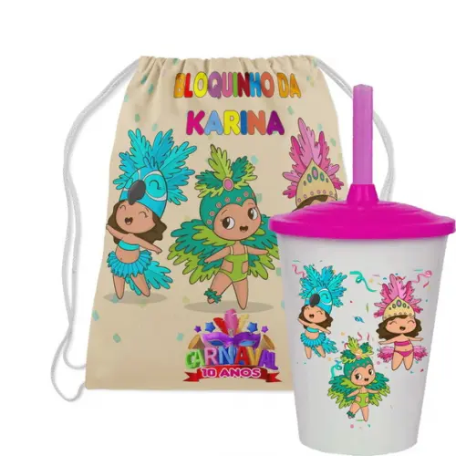 Kit Mochila e Copo Twister Lembrancinhas Bailinho Meninas