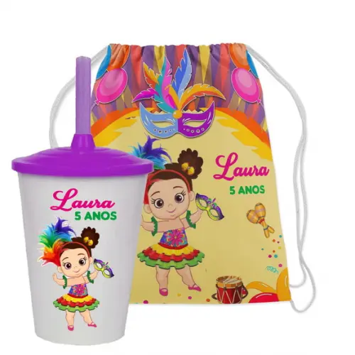 Kit Mochila e Copo Twister Lembrancinhas Bailinho Meninas
