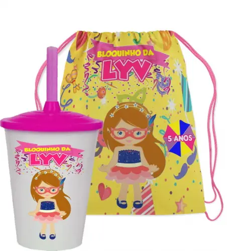 Kit Mochila e Copo Twister Lembrancinhas Bailinho Meninas