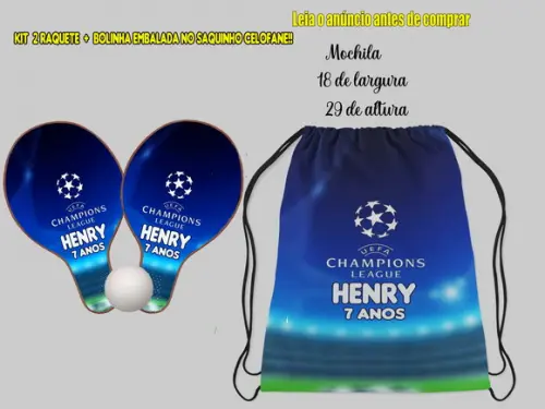 Kit Mochila e Raquete Ping Pong Championss