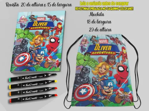 Kit Mochila+revista de Colorir+anetinhas Super Heróis Baby