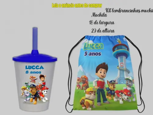 Kit Mochilinha e Copo Twister da Patrulha Canina