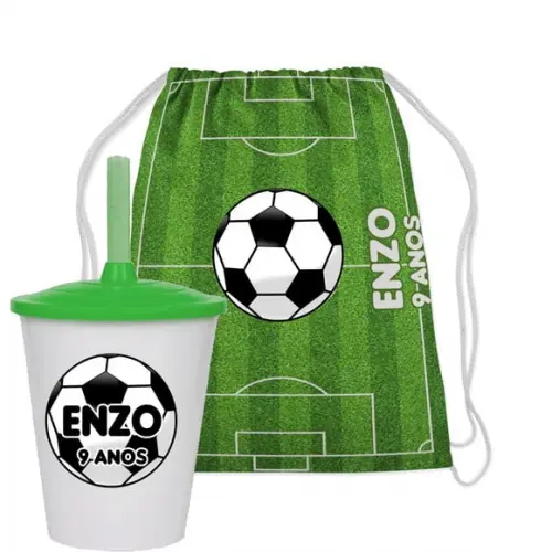 Kit Mochilinha e Copo Twister Futebol