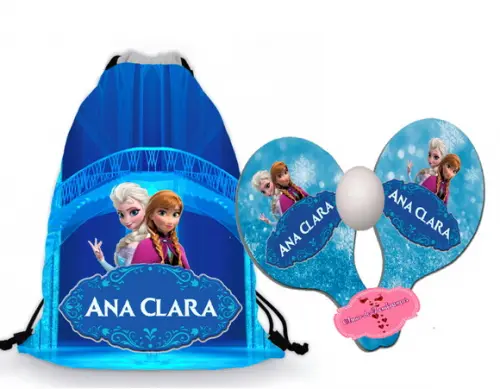 Kit Mochilinha e Raquete mdf Personalizada Frozen