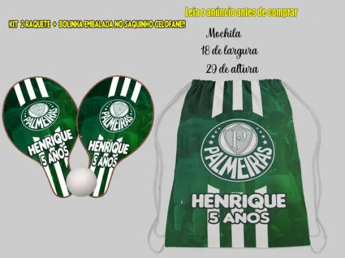 Kit Mochilinha e Raquete Ping Pong Palmeiras