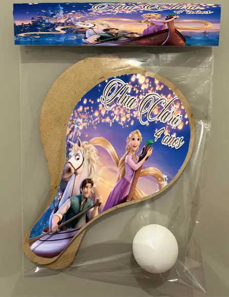 Kit Raquete Ping Pong Personalizada Rapunzel