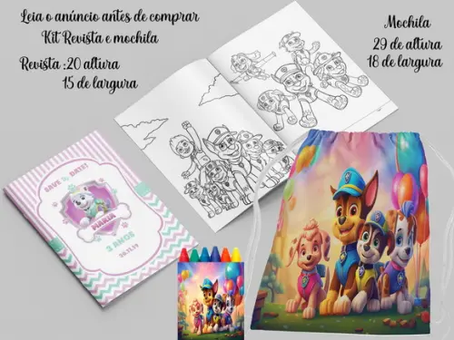 Mochila e Revista de Colorir da Patrulha Canina