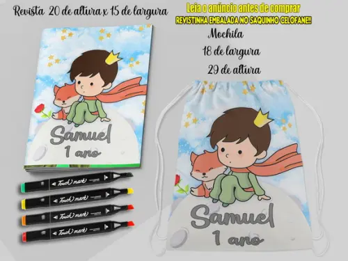 Mochilinha + Revista de Colorir Canetinha Pequeno Princinpe