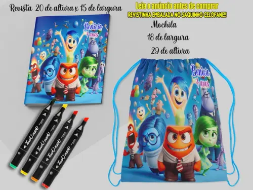 Mochilinha +revista + Canetinha Divertidamente