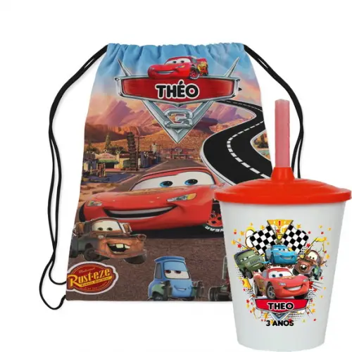 Mochilinha e Copo Carros Disney