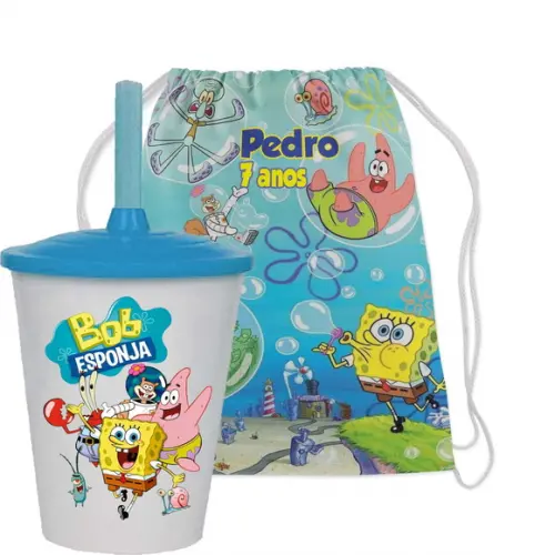 Mochilinha e Copo do Bob Esponja