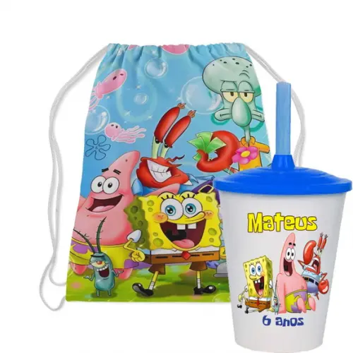 Mochilinha e Copo do Bob Esponja