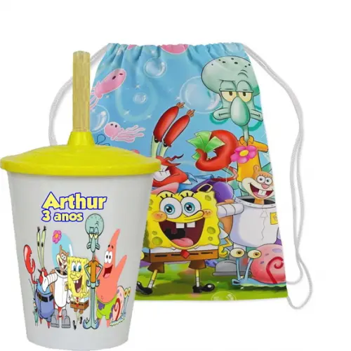 Mochilinha e Copo do Bob Esponja
