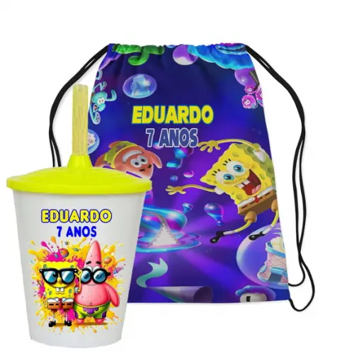 Mochilinha e Copo do Bob Esponja