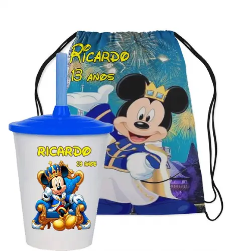 Mochilinha e Copo do Mickey Realeza