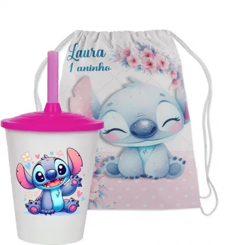 Mochilinha e Copo do Stitch