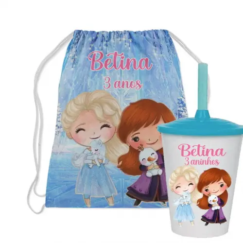 Mochilinha e Copo Frozen Baby Cute