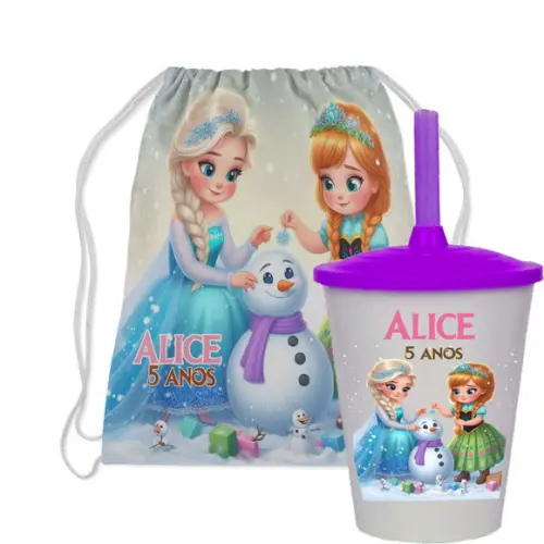Mochilinha e Copo Frozen Baby Cute