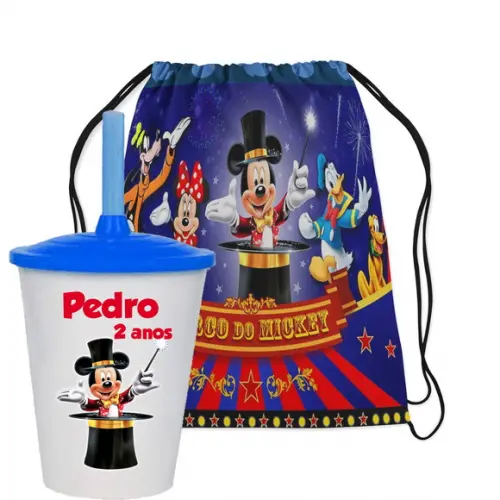 Mochilinha e Copo Twister Circo do Mickey Magico