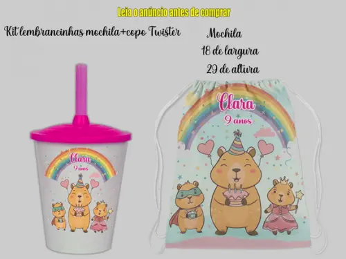 Mochilinha e Copo Twister da Capivara