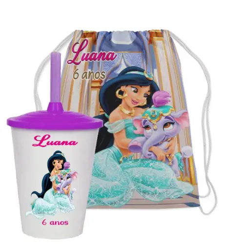 Mochilinha e Copo Twister da Jasmine