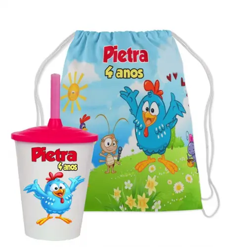 Mochilinha e Copo Twister da Galinha Pintadinha