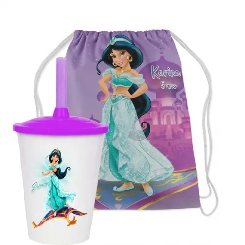 Mochilinha e Copo Twister da Jasmine