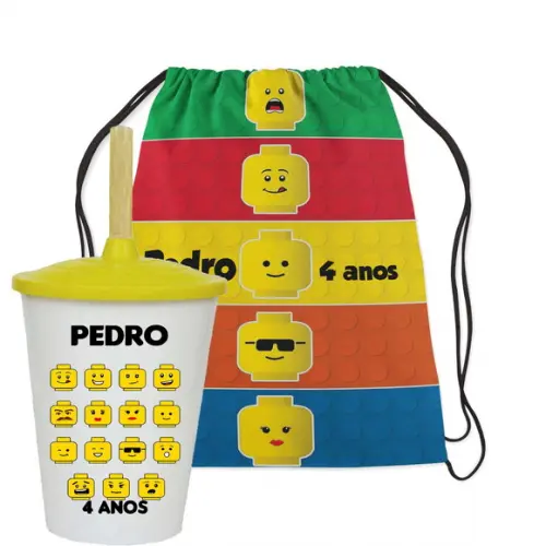 Mochilinha e Copo Twister da Lego