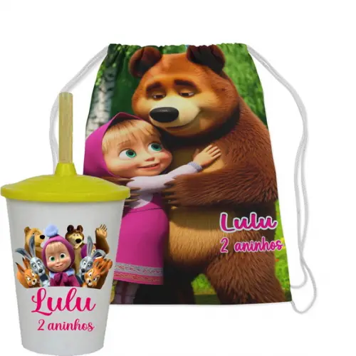 Mochilinha e Copo Twister da Marsha e o Urso