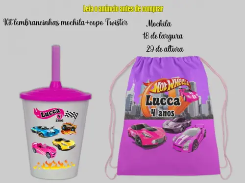 Mochilinha e Copo Twister Hot Wheels para Meninas
