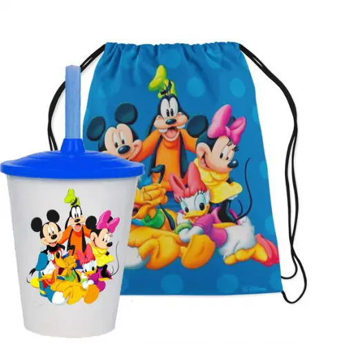 Mochilinha e Copo Twister Turma do Mickey Mouse Disney