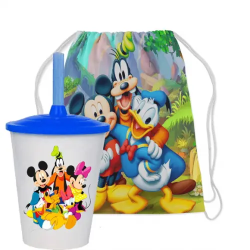 Mochilinha e Copo Twister Turma do Mickey Mouse Disney