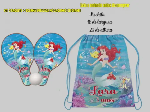 Mochilinha e Raquete da Sereia Ariel