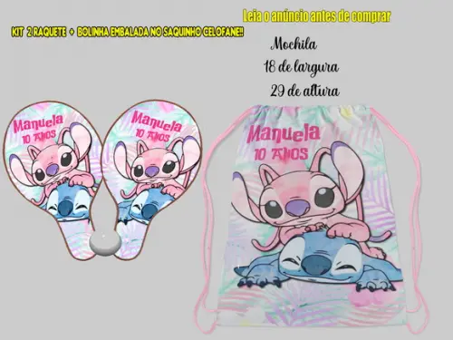 Mochilinha e Raquete Ping Pong do Stitch